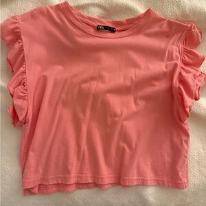 Zara Pink Ruffle Sleeve Top